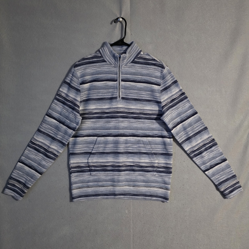 Johnnie O Mens 1/4 Zip Twilight Blue Weavers Striped Pullover Size Small